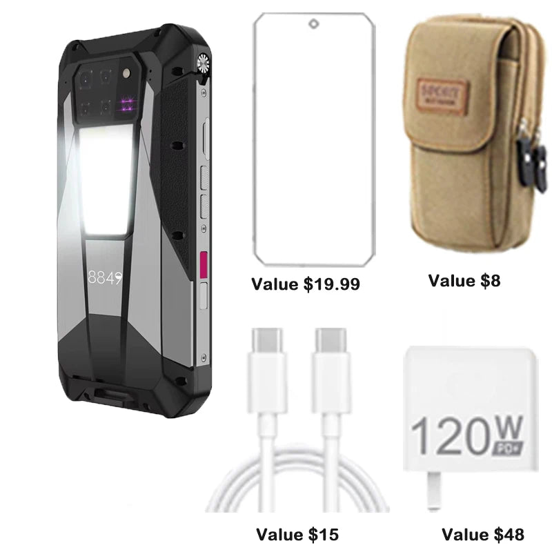 8849 Tank 3 Pro Rugged Smartphone with Projector, 23800mAh Battery – Bag Set