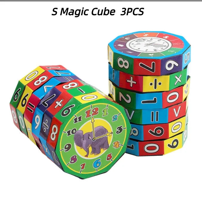 Arithmetic Math Cylinder Puzzle Toy for Children – S Magic Cube 3PCS
