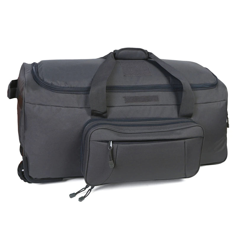124L Large Tactical Rolling Duffel Bag with Three-Wheel System – Grey
