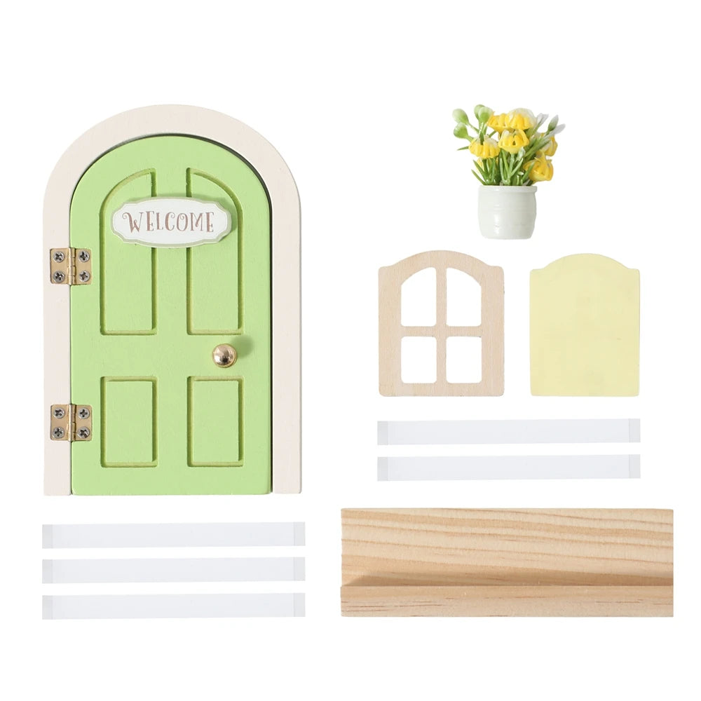 Wooden Fairy Elf Door Miniature Craft Decoration and Tooth Box – Glows at night