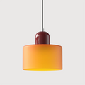 Modern Glass Pendant Light for Bedroom and Dining – E27 Corded Lamp – Orange on Wine red