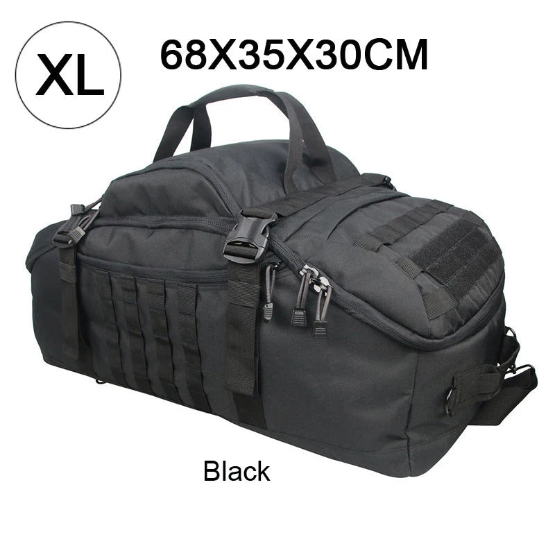 3-Way Waterproof Travel Duffle Bag - Backpack, Shoulder & Carry Bag – XL Black