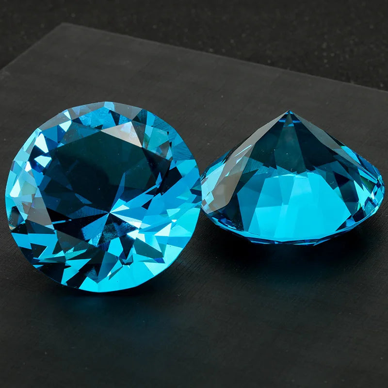 Crystal Diamond Shaped Paperweight Decorative Glass Gemstone Ornament – Sky Blue