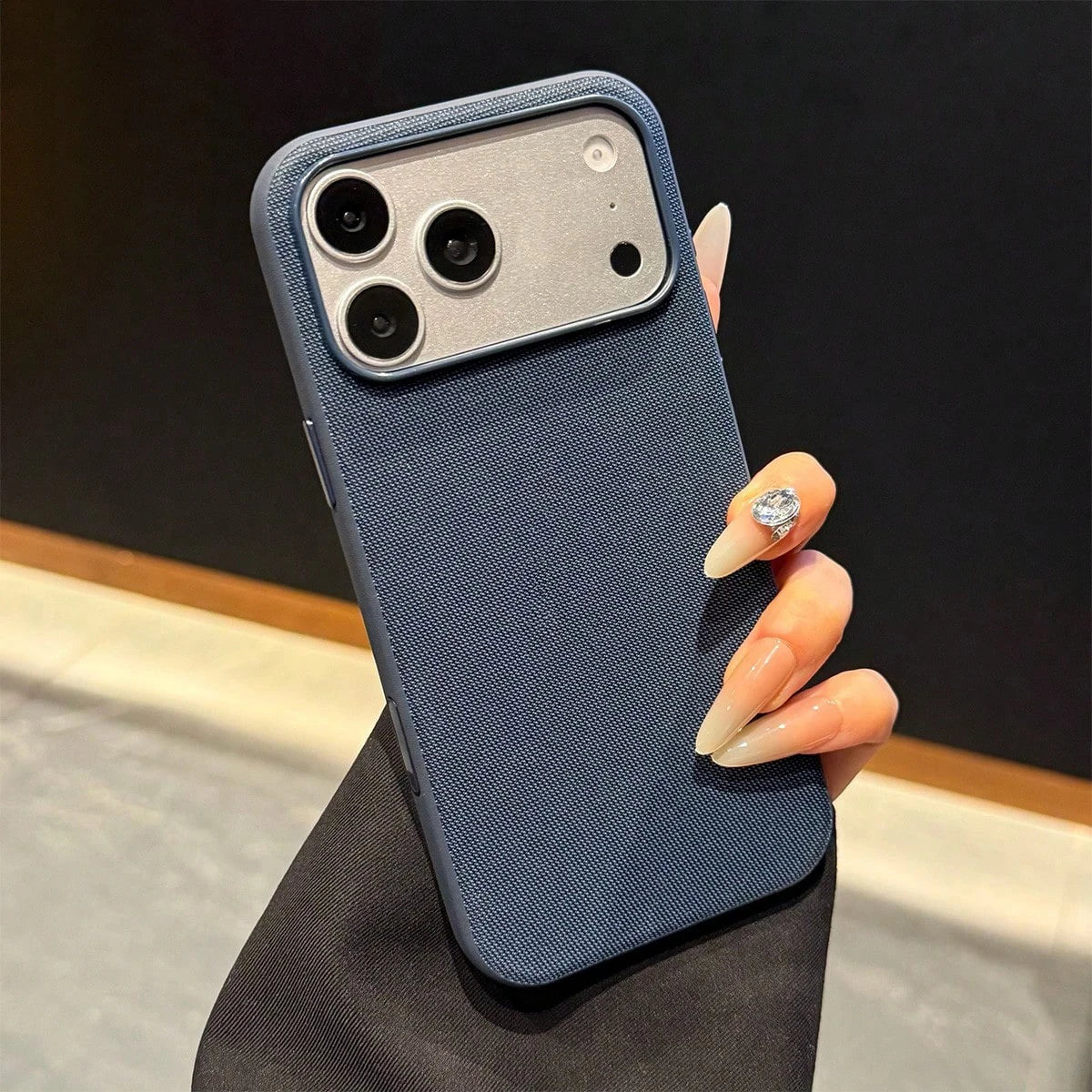 Woven Fabric Magnetic Phone Case for iPhone 18 Pro Max to 13 – Blue