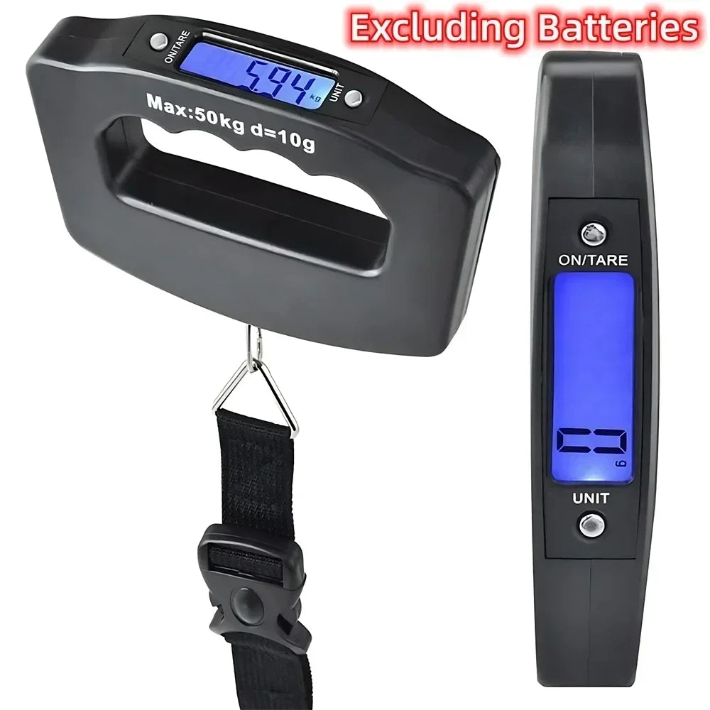 50kg Portable Digital Luggage Scale with Hook or Webbing Strap – Type 2 Webbing 1pc