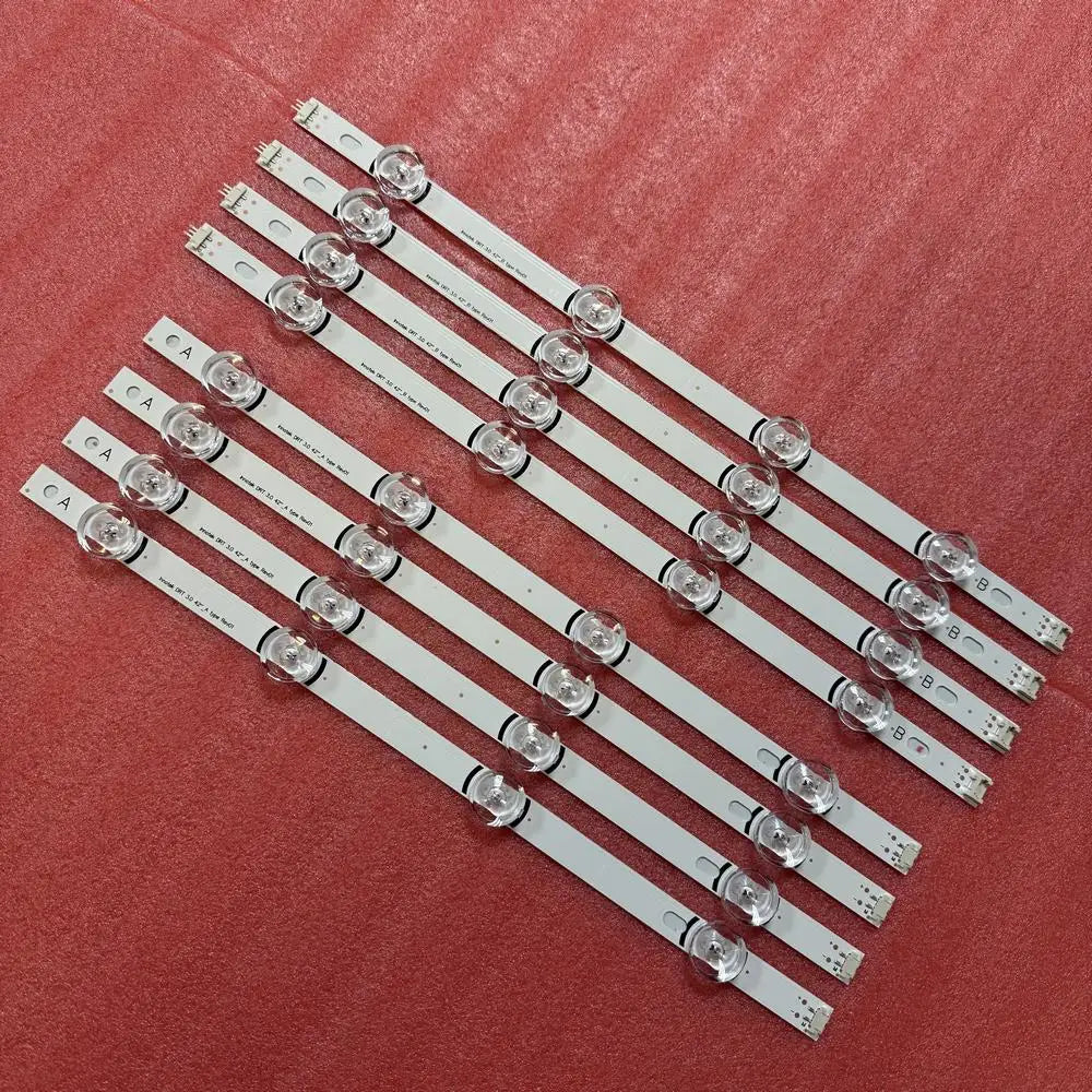 Group of LED backlight strips with A and B type labels for TV panel repair
