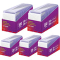 A set of five boxes of 3x4 inch hard plastic trading card sleeves