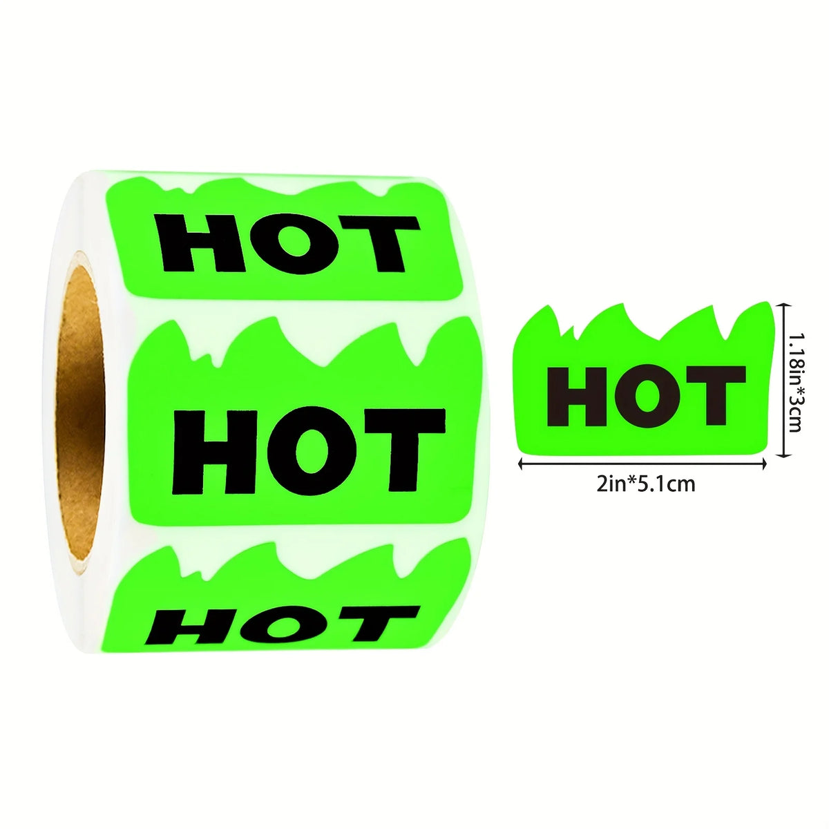 500pcs Fluorescent Flame Shape Marking Labels 50 x 30 mm – Green