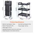 SucceBuy 3-Tier Folding Utility Cart, 165 lbs Capacity – 3 layers 15.87lbs