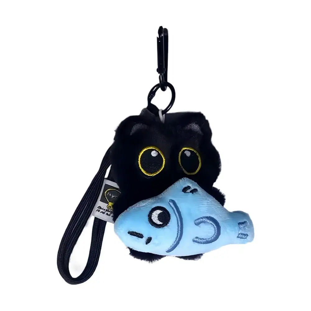 Black Cat Plush Toy Keychain, 10cm Soft PP Cotton Pendant – K