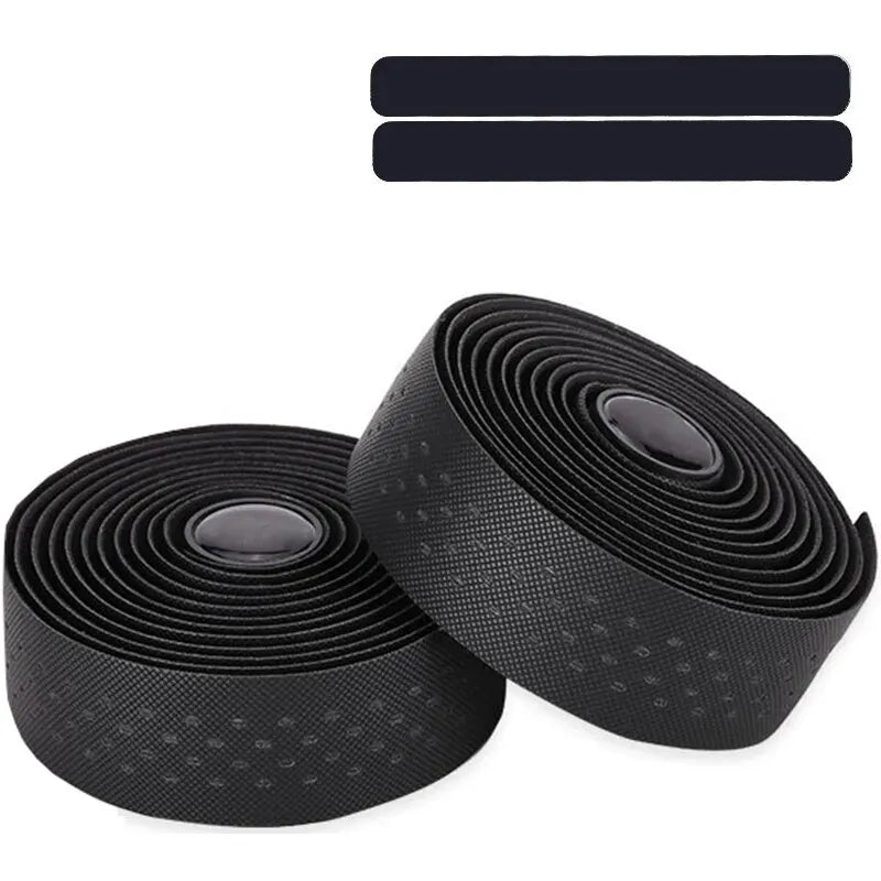 Perforated Road Bike Handlebar Tape, EVA & PU Shock-Absorbing Wrap – Black