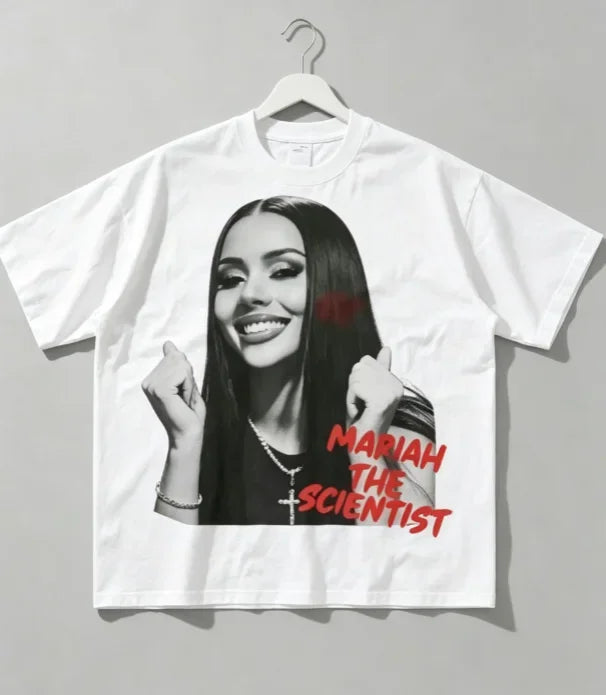 White cotton unisex short sleeve crewneck graphic t-shirt with rapper print