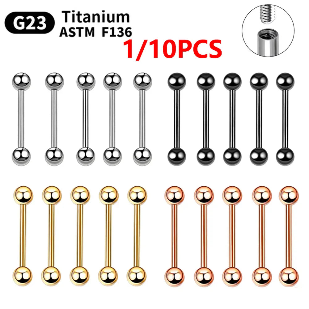 A set of metallic industrial barbell rings in silver, black, gold, and rose gold colors.