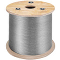 Stainless steel wire rope on a wooden reel