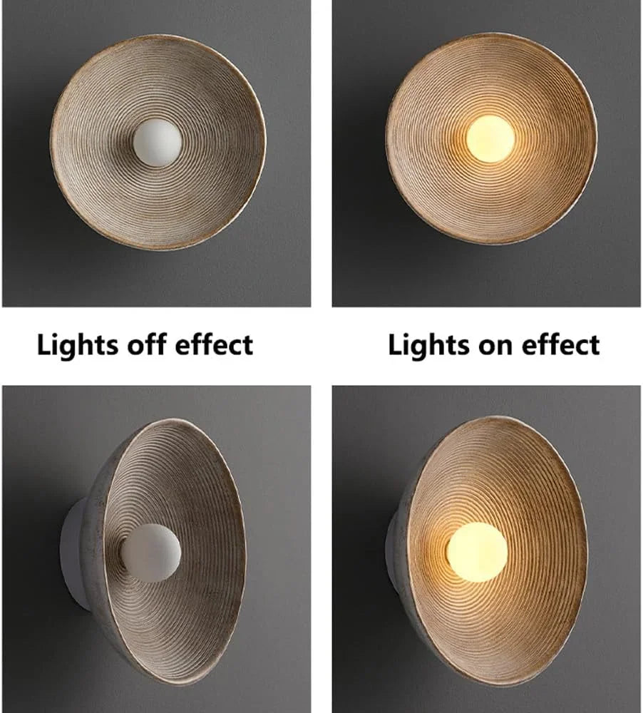 Nordic Creative Retro Round Wall Lamp Wabi-sabi Resin Sconces for Living Room Bedroom Bedside Hotel Corridor Decor Lighting – view 3