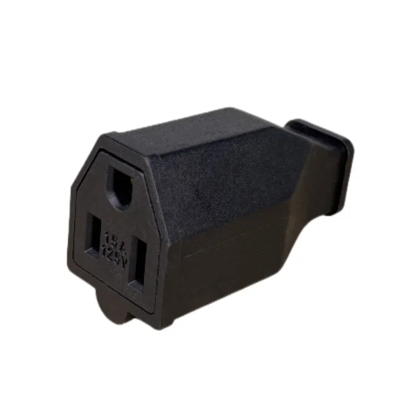 A black 3-pin AC power female socket connector.