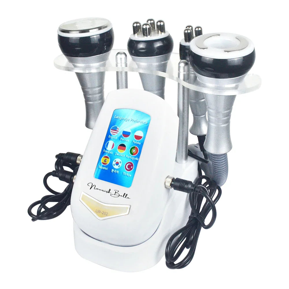 4-in-1 40K cavitation body slimming machine white console with four treatment heads