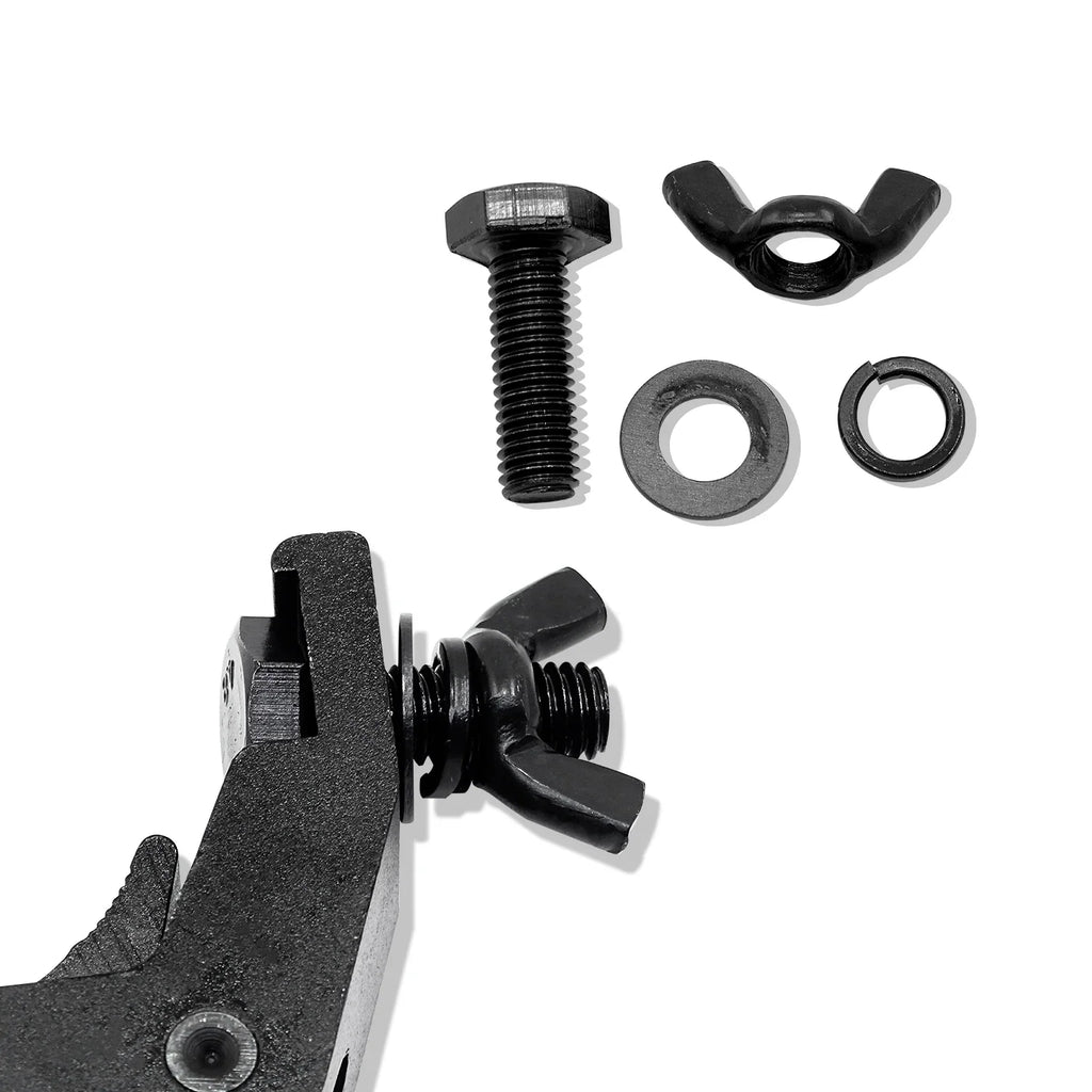 Mounting hardware including bolt wing nut and washers for stage light clamp