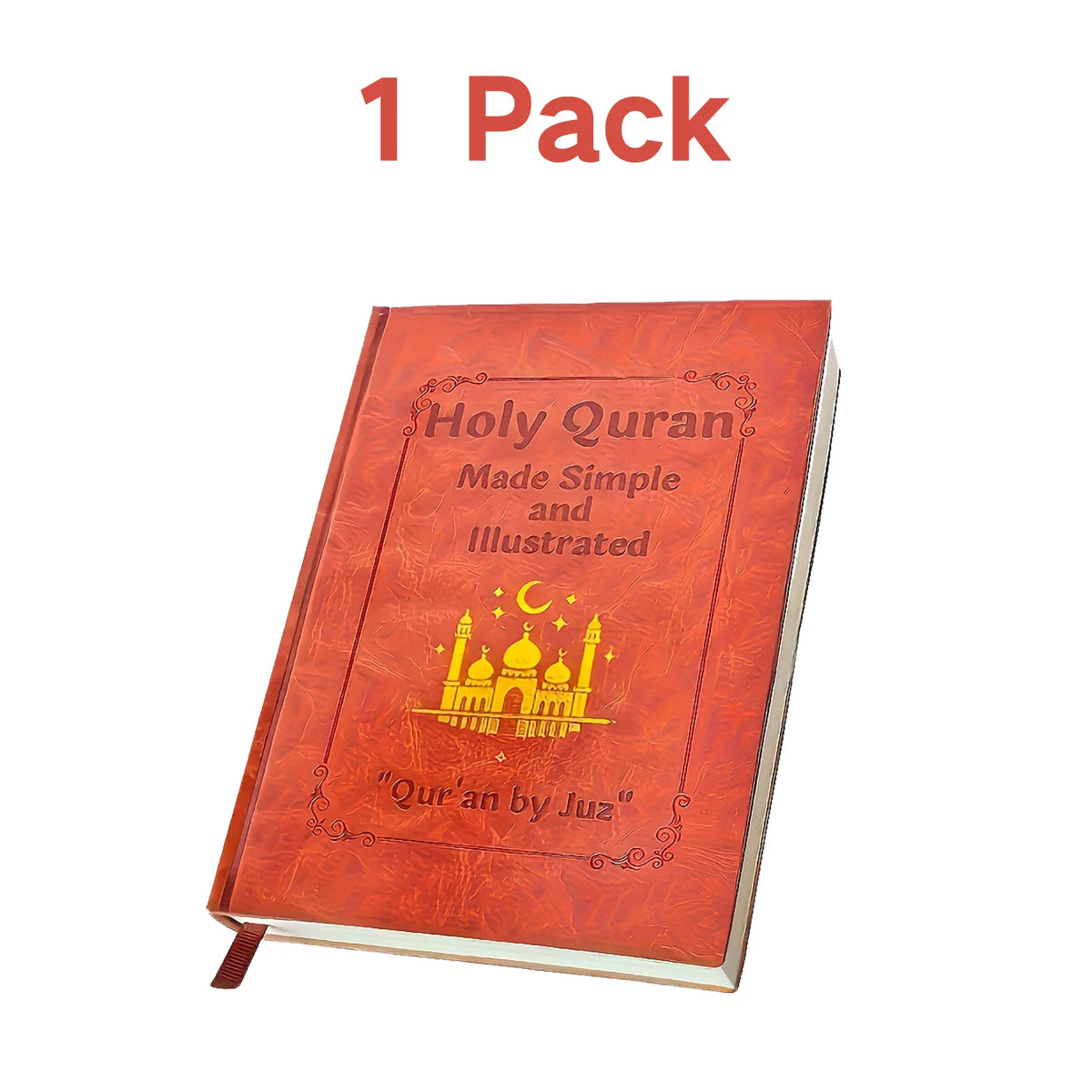 A brown hardcover study guide for beginners with 1 pack text overlaid on top.