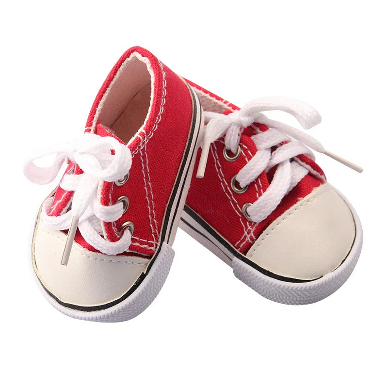 7 Cm Canvas Doll Shoes For 18 Inch American Doll 11 Colors Cloth Doll Shoes Boots Sneakers For 43 Cm Baby New Born&OG Girl – view 4
