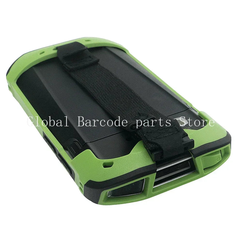 Green protective case with handstrap for handheld mobile scanner device