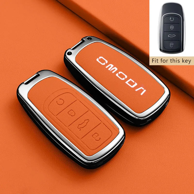 Zinc alloy remote key fob cover for Chery Omoda in black, red, and orange styles – Style 4-Orange-1PC