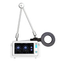 A portable electromagnetic transduction therapy device with an adjustable arm and circular applicator