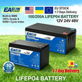 LiFePO4 solar batteries with technical specifications and 10 year warranty badge