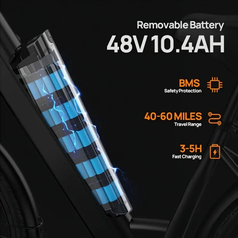Removable electric bike battery 48V 10.4Ah with safety protection specifications