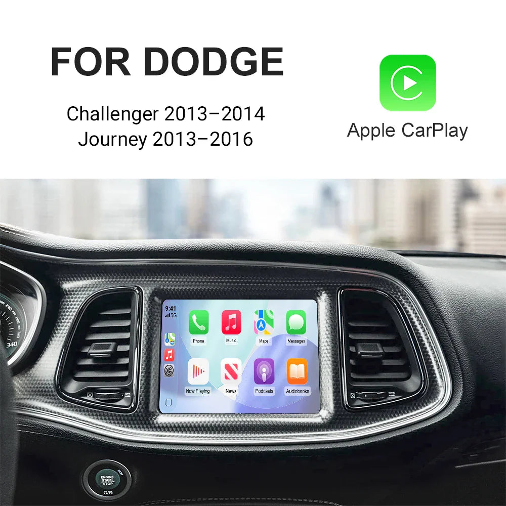 Car dashboard showing Apple CarPlay interface on screen