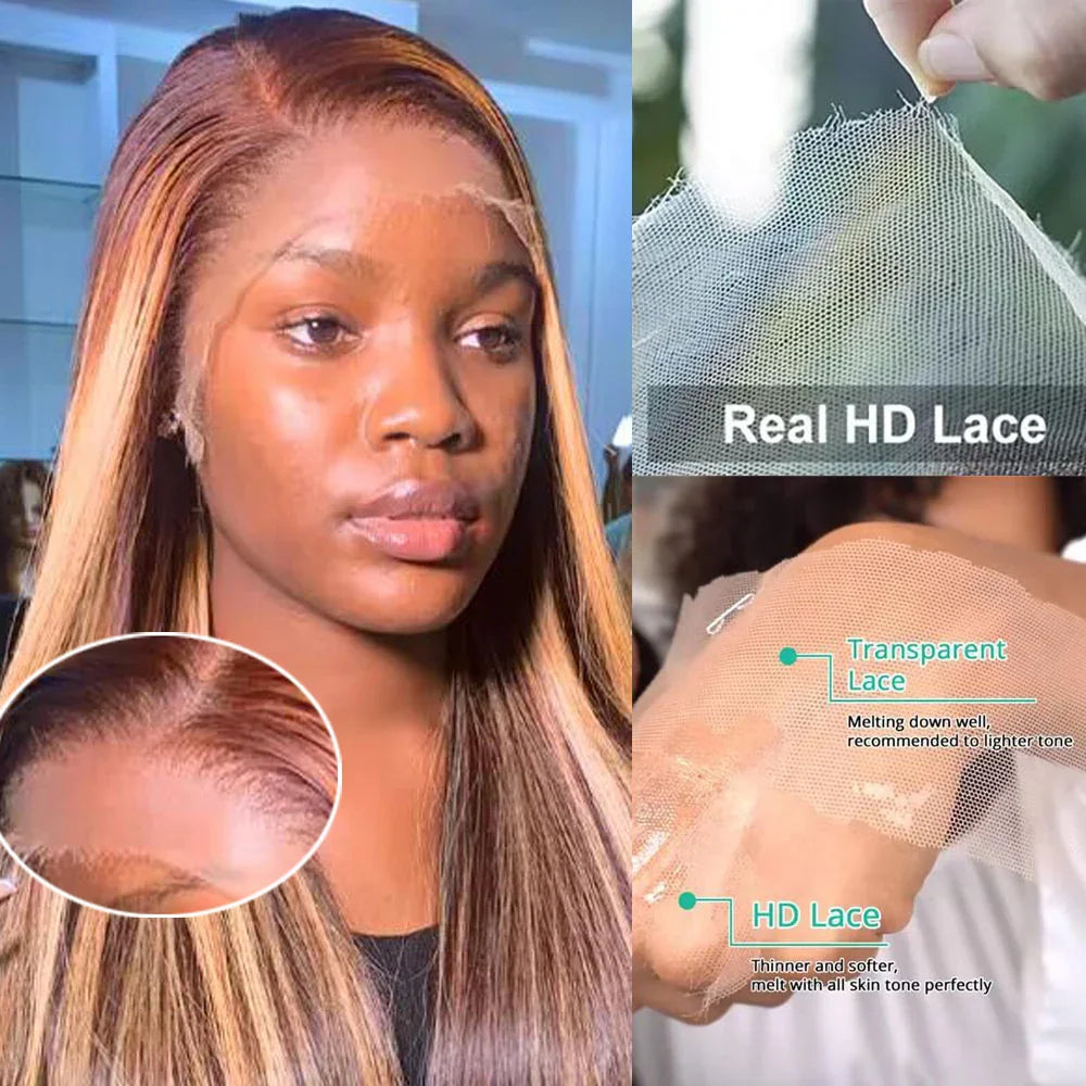 Close-up of human hair lace wig cap construction showing HD lace quality