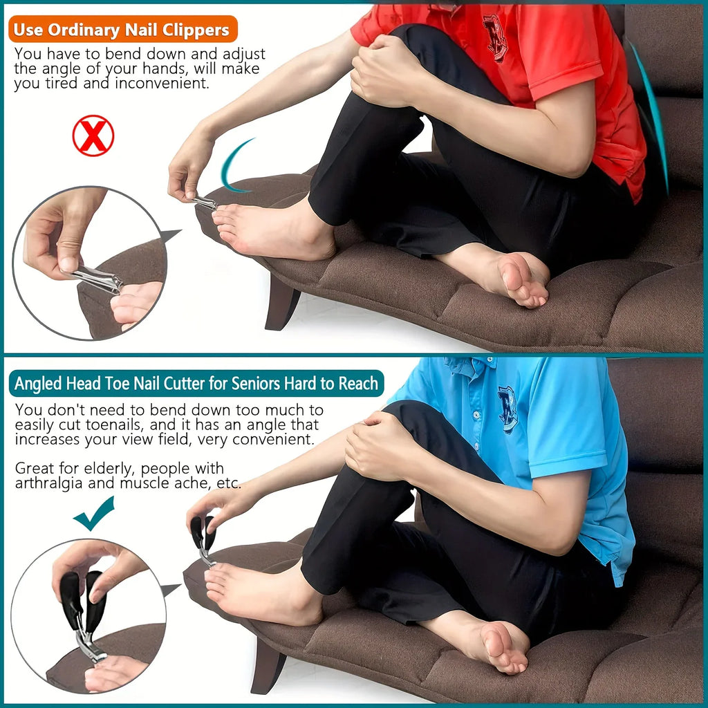 Comparison of using standard nail clippers versus specialized angled toenail nippers for seniors