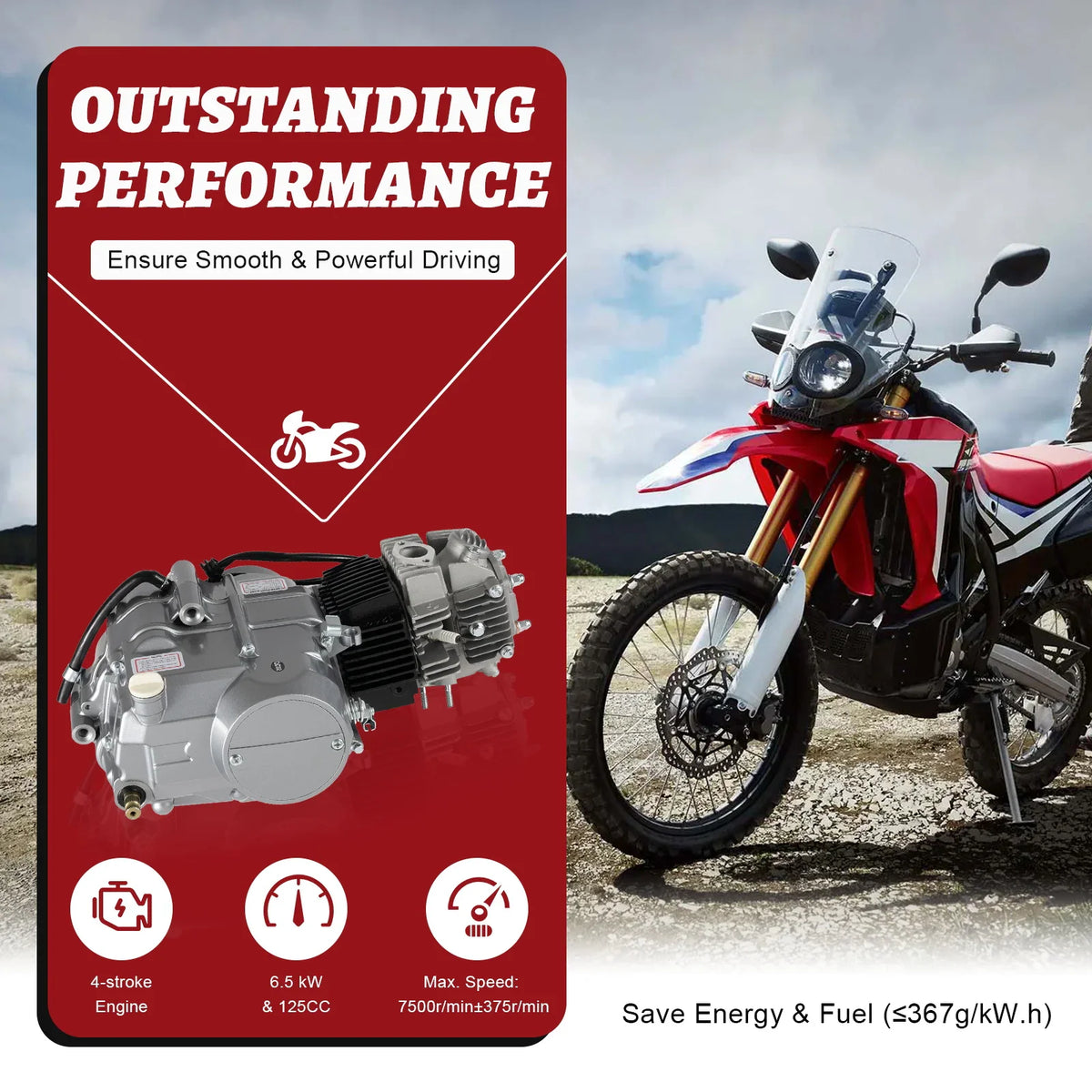 125cc 4-stroke single cylinder motorcycle engine