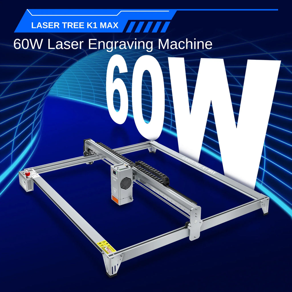 60W laser engraving machine on blue background