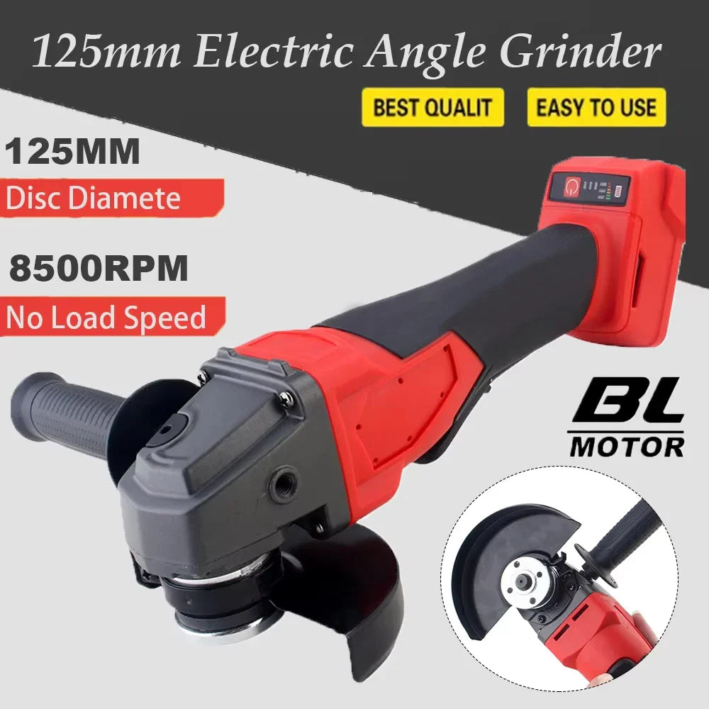 Cordless 125mm electric angle grinder for cutting and polishing