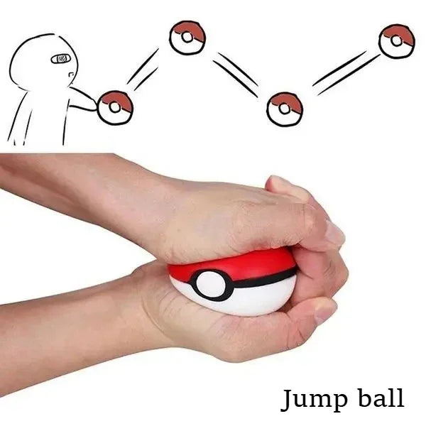 Round red and white toy ball being squished by hands