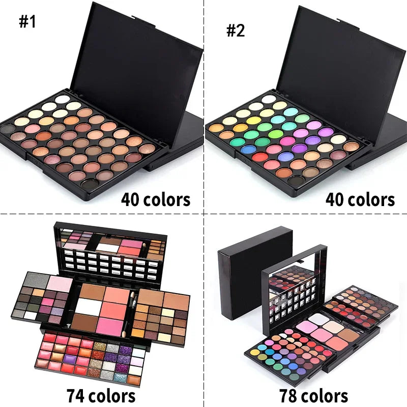 A collection of multi-color eyeshadow and makeup palettes for women