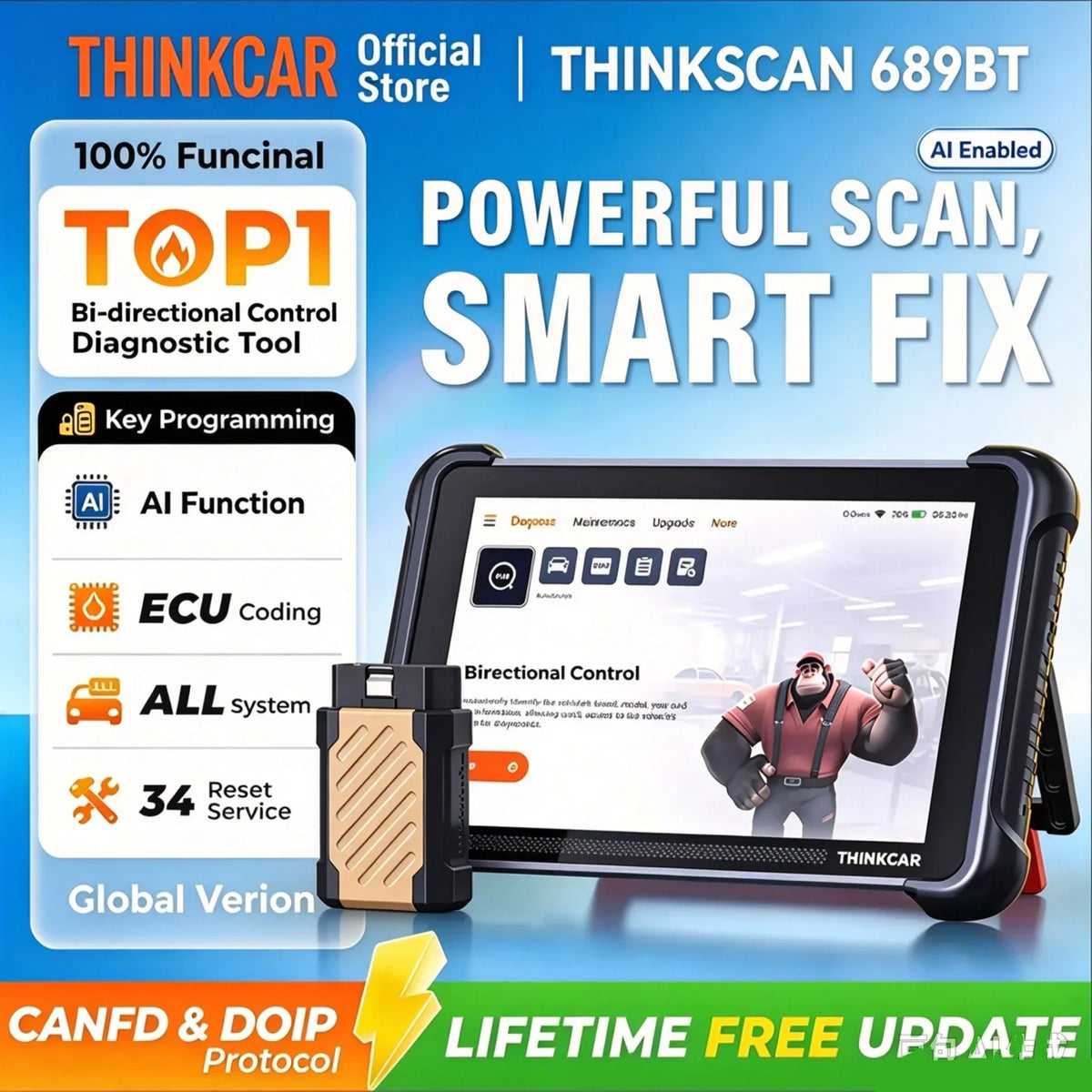 Automotive diagnostic tablet with scanner tool and vehicle system features display