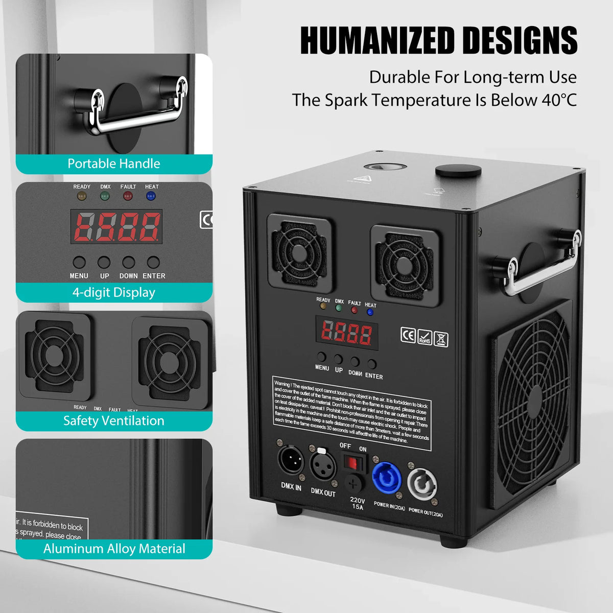 Features and design details of the cold spark machine