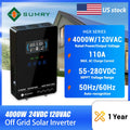 4000W hybrid solar inverter with digital display screen and specifications summary.