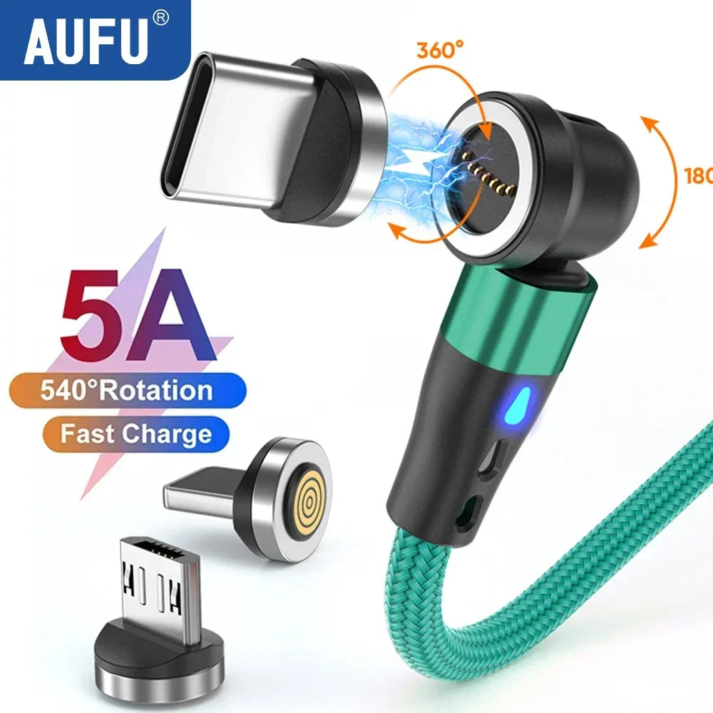 Magnetic charging cable with interchangeable magnetic tips and braided cord