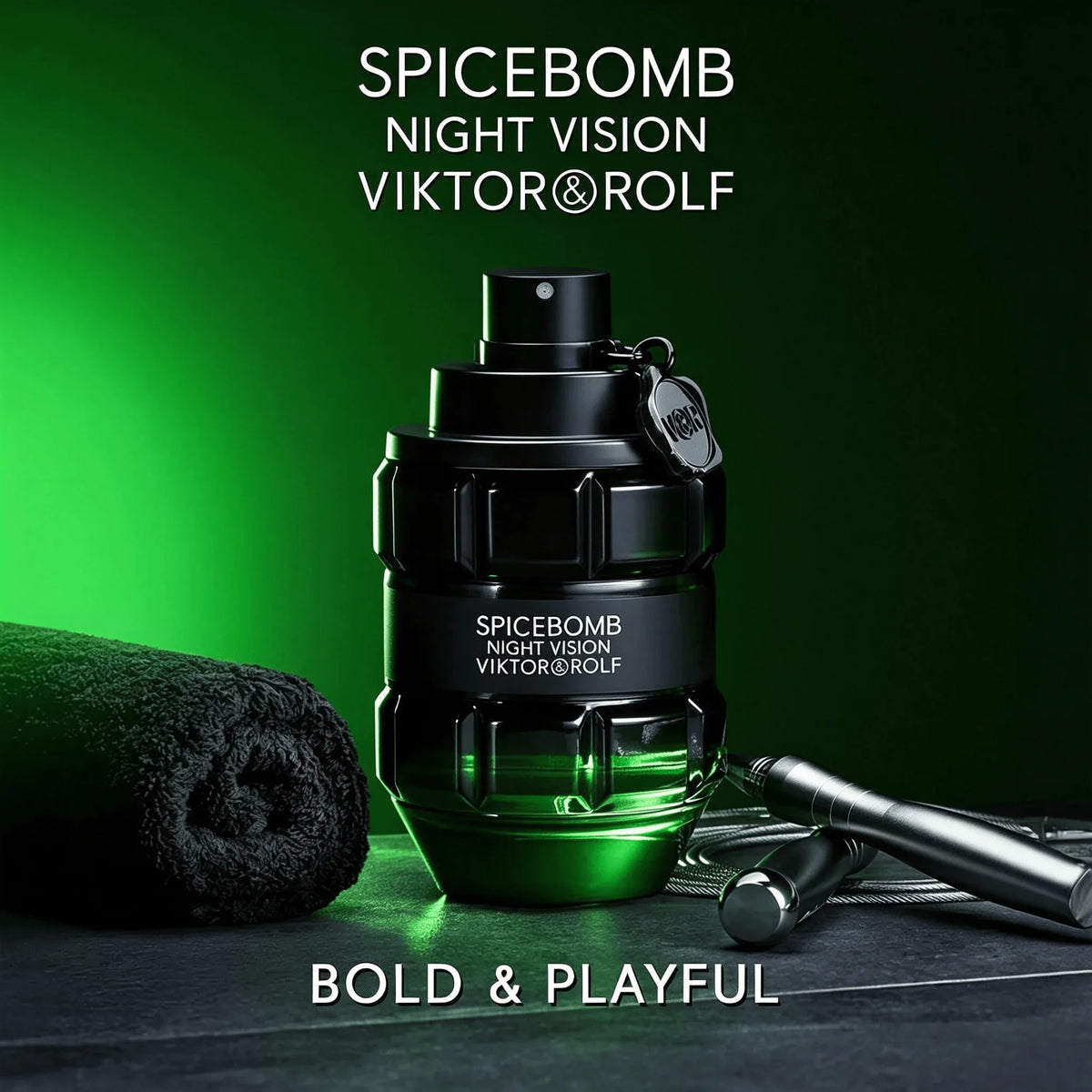 A green grenade-shaped bottle of cologne for men.