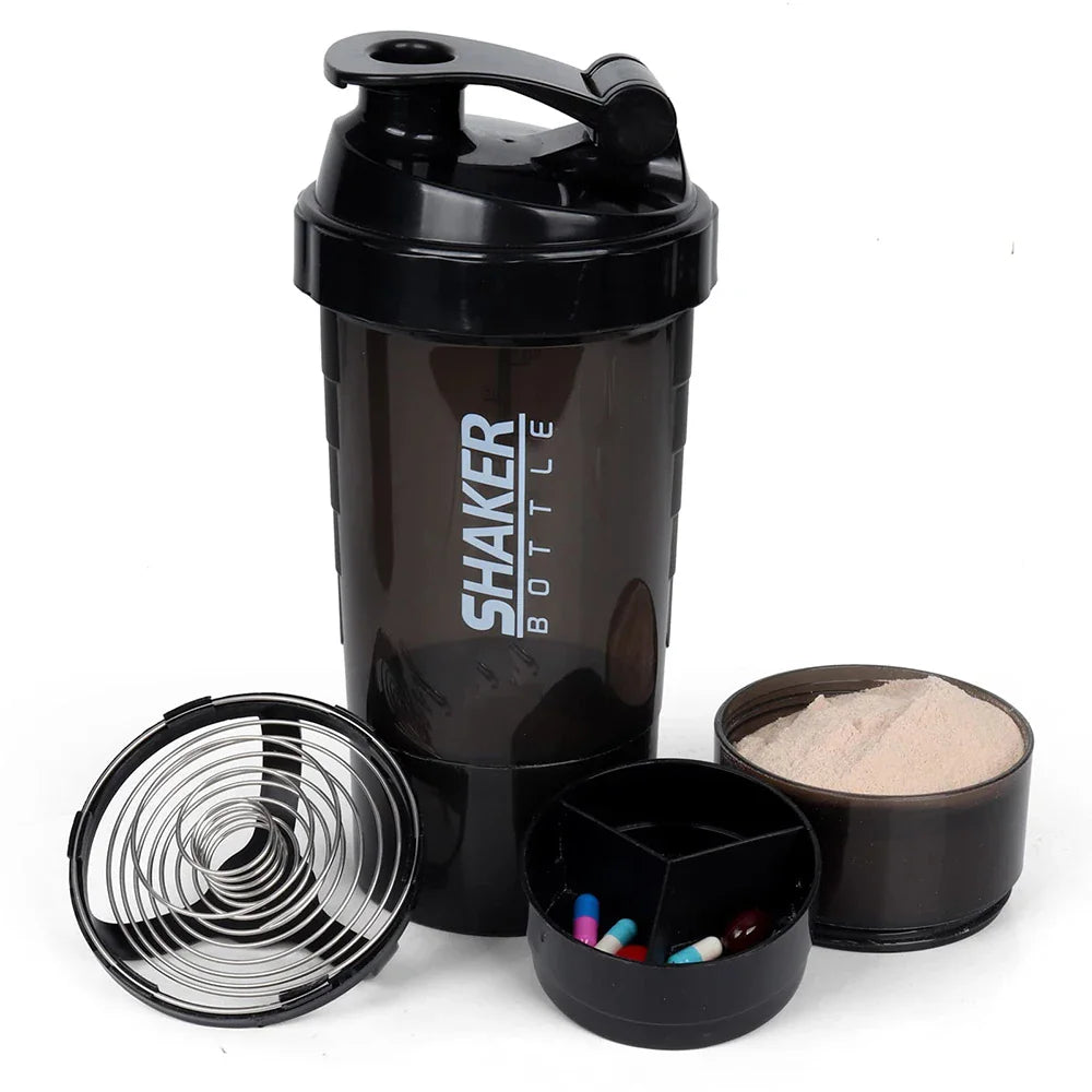 FEB.WIND 3-layer 500ml protein shaker bottle for fitness and exercise