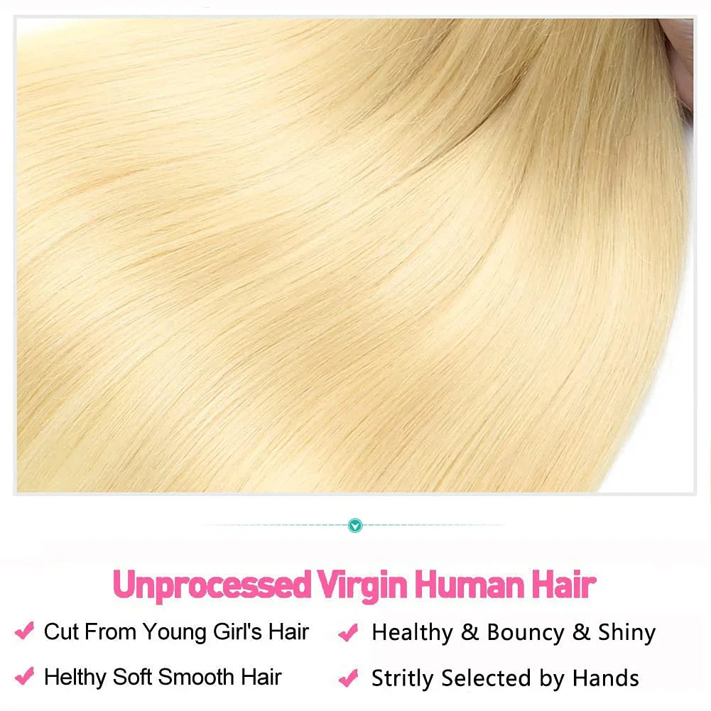 Straight blonde hair texture with quality assurance text