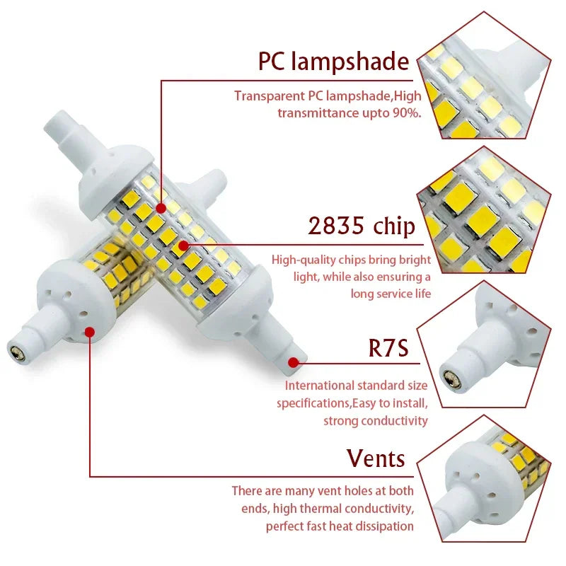 R7S LED 78mm 118mm 135mm Light Bulb 6w 9w 12w SMD 2835 Lampada Led Lamp 220V-240V Corn Light Energy Saving Replace Halogen – view 3