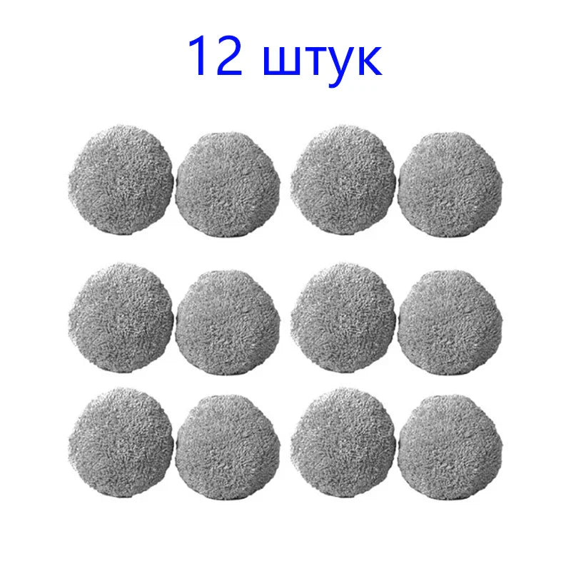 Set of 12 grey microfiber replacement pads for a window cleaning robot