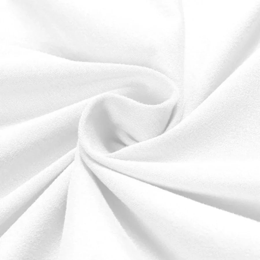 Close up of white cotton t-shirt fabric folds and texture