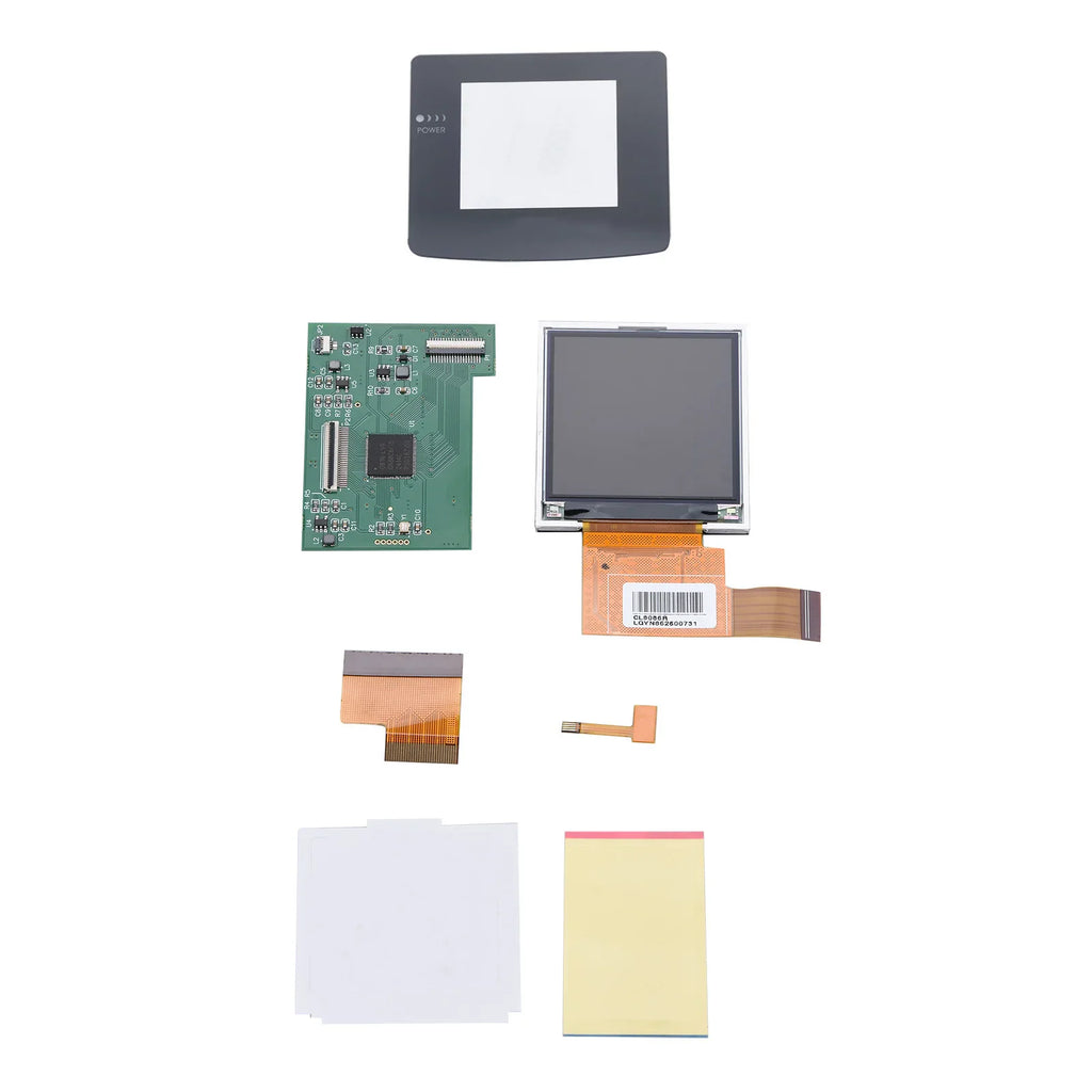 Replacement LCD screen, circuit board, lens, and adhesive components for portable gaming console repair