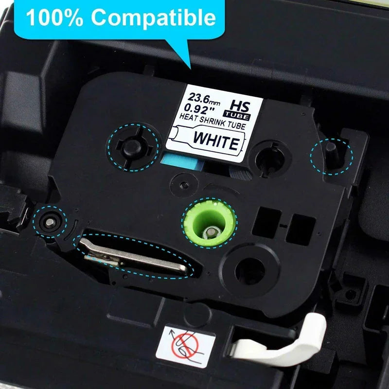 White heat shrink tube label tape cartridge for label makers
