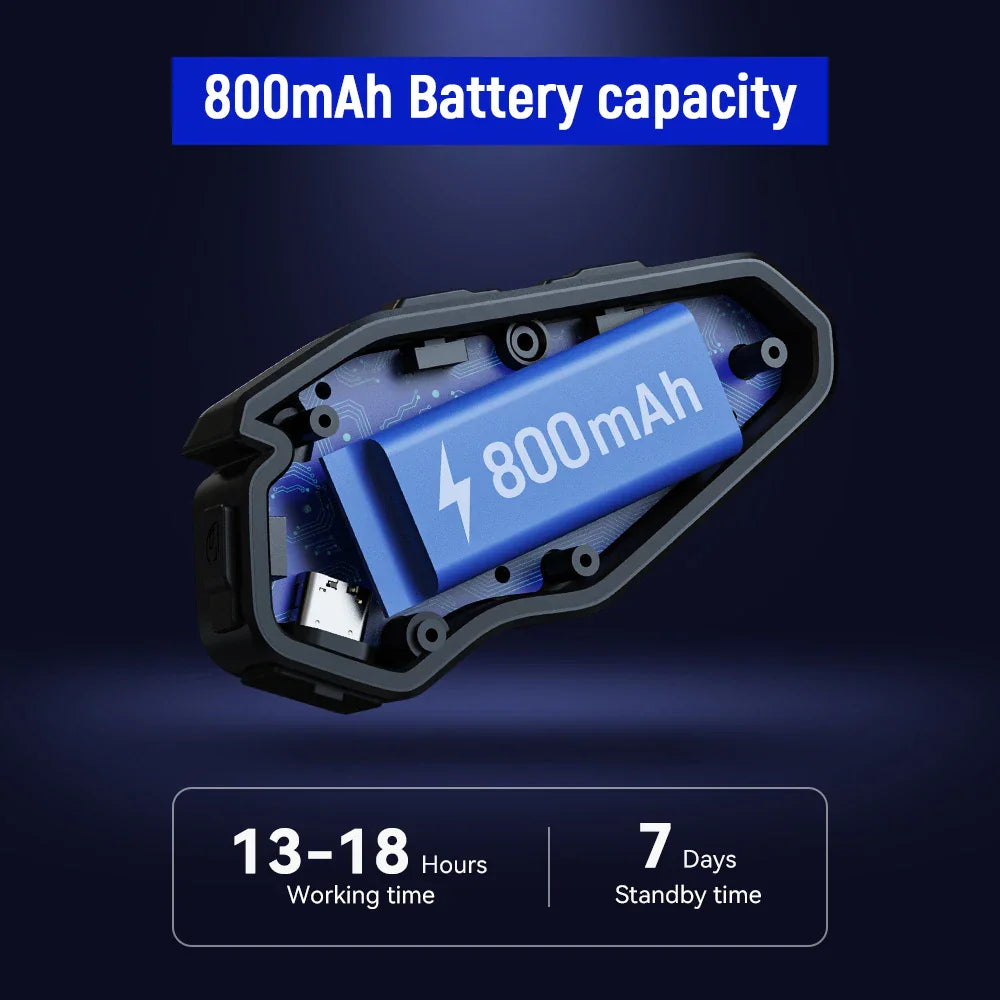Internal battery component view of a motorcycle helmet communicator.